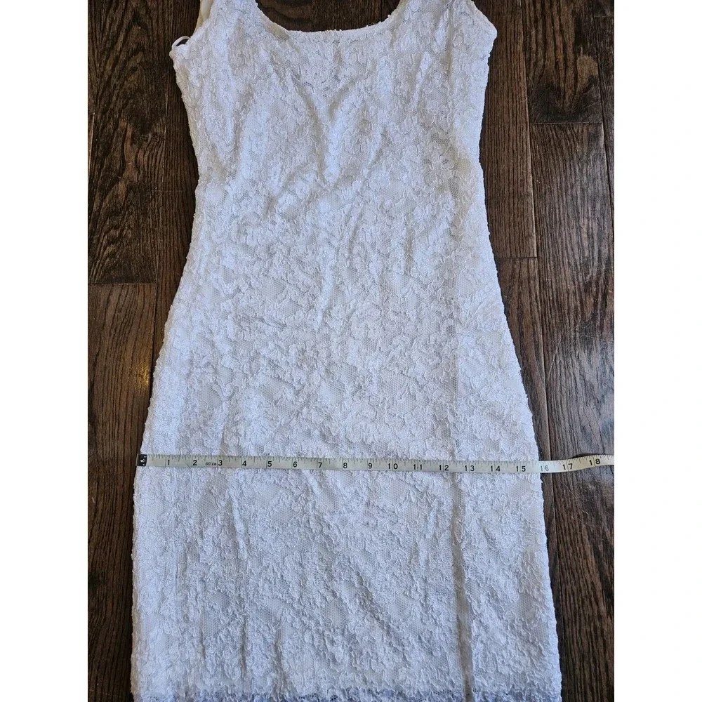 JS COLLECTIONS White Lace Vintage Midi Dress Sz 10 Formal Cocktail Wedding Dress - Picture 7 of 12